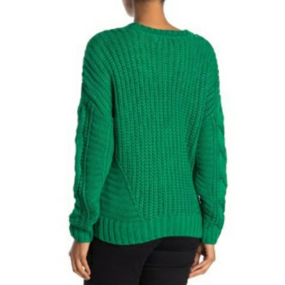 One A Cable Knit Crew Neck Green Sweater - Picture 4 of 7